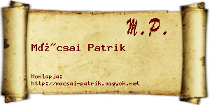 Mácsai Patrik névjegykártya