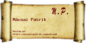 Mácsai Patrik névjegykártya