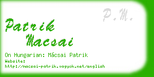 patrik macsai business card